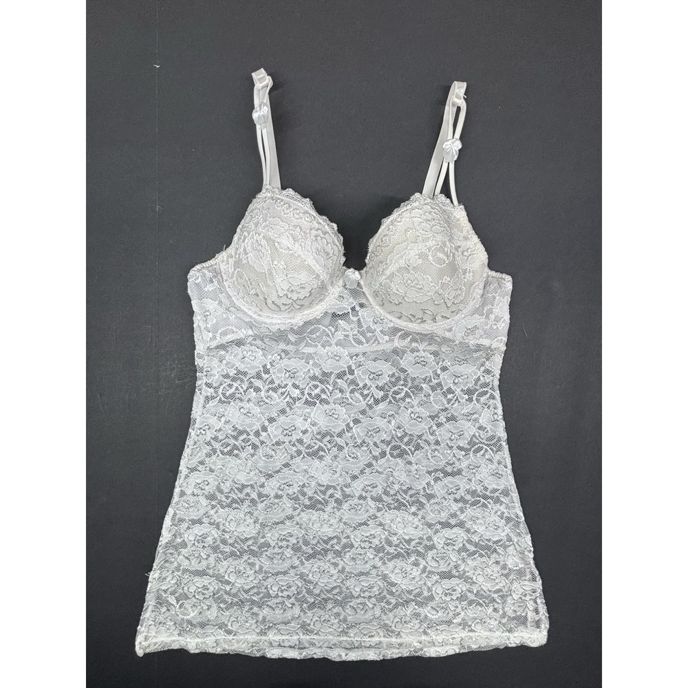 VTG Rampage‎ White Night Mini Large Bodycon Lace Slip Sweetheart 90s Y2K Stretch